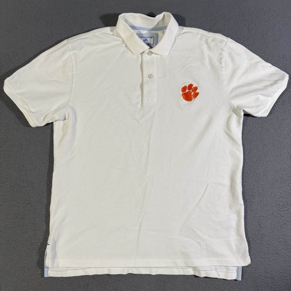 Clemson Tigers Southern Tide Polo Shirt Mens Size Medium White Embroidered